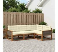 vidaXL Conjunto de sofás de exterior 4 uds. Natural y Crema