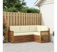 vidaXL Juego de 4 sofás de exterior, color natural y crema, fabricados en poliéster