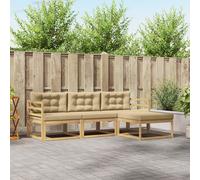 vidaXL Conjunto de sofás de exterior 4 uds. y Beige Poliéster