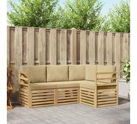 vidaXL: Juego de 4 sofás de exterior, color blanco y beige, fabricados en poliéster