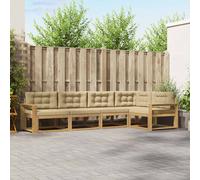 vidaXL Conjunto de sofás de exterior 4 uds. y Beige Poliéster
