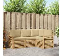 vidaXL: Juego de 4 sofás de exterior, color blanco y beige, fabricados en poliéster
