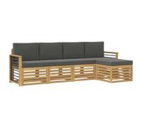 vidaXL Conjunto de sofás de Exterior 5 pcs Blanco y Antracita, Sofá de jardín Moderno, Conjunto Exterior, Asientos seccionales, Muebles para Piscina, Textura Beige, Marrón, Relájate