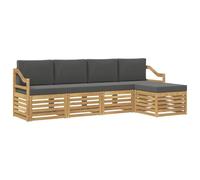 vidaXL Conjunto de sofás de Exterior 5 pcs Blanco y Antracita, Sofá de jardín Moderno, Conjunto Exterior, Asientos seccionales, Muebles para Piscina, Textura Beige, Marrón, Relájate