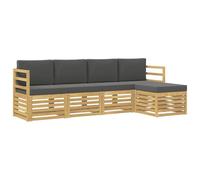 vidaXL Conjunto de sofás de Exterior 5 pcs Blanco y Antracita, Sofá de jardín Moderno, Conjunto Exterior, Asientos seccionales, Muebles para Piscina, Textura Beige, Marrón, Relájate