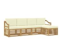vidaXL Conjunto de sofás de Exterior 5 pcs Blanco y Crema, Sofá de jardín Moderno, Conjunto Exterior, Asientos seccionales, Muebles para Piscina, Textura Beige, Marrón, Relájate