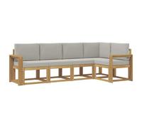 vidaXL Conjunto de sofás de Exterior 5 pcs Blanco y Gris Claro, Sofá Moderno para jardín, Muebles seccionales, Asientos Resistentes al Clima, Lounge cómodo para terraza