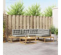 vidaXL Conjunto de sofás de exterior 5 uds. Blanco Poliéster