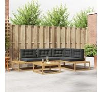 vidaXL Conjunto de sofás de exterior 5 uds. Blanco Poliéster