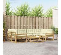 vidaXL Conjunto de sofás de exterior 5 uds. Blanco y Crema