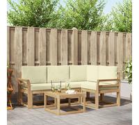 vidaXL Conjunto de sofás de exterior 5 uds. Blanco y Crema
