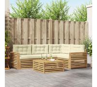 vidaXL Conjunto de sofás de exterior 5 uds. Blanco y Crema Poliéster