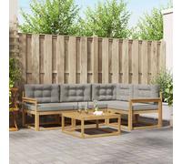 vidaXL Conjunto de sofás de exterior 5 uds. Blanco y Gris Claro