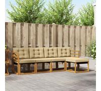 vidaXL Juego de sofás de exterior, 5 piezas, color natural y beige
