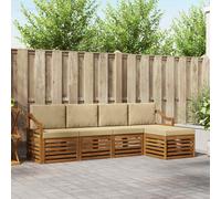 vidaXL Conjunto de sofás de exterior 5 uds. Natural y Beige