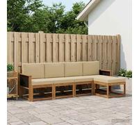 vidaXL Conjunto de sofás de exterior 5 uds. Natural y Beige Poliéster