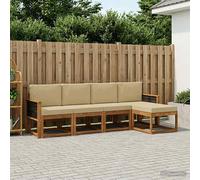 Juego de 5 sofás de exterior, color natural y beige, fabricados en poliéster