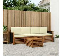 vidaXL Conjunto de sofás de exterior 5 uds. 4 plaza Natural y Crema