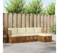 vidaXL Conjunto de sofás de exterior 5 uds. Natural y Crema