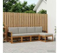 vidaXL Conjunto de sofás de exterior 5 uds. Natural y Gris Claro