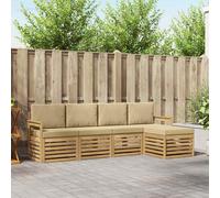 vidaXL Juego de 5 sofás de exterior, color blanco y beige, fabricados en poliéster