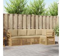 vidaXL Conjunto de sofás de exterior 5 uds. y Beige Poliéster