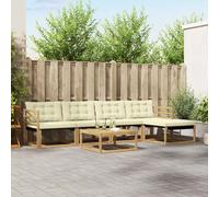 vidaXL Conjunto de sofás de exterior 6 pcs Blanco y Crema
