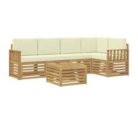 vidaXL Conjunto de sofás de Exterior 6 pcs Blanco y Crema, Muebles de Jardín, Sofá Seccional Moderno, Asientos para Exterior, Terraza y Patio para Relajarse