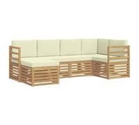 vidaXL Conjunto de sofás de Exterior 6 pcs Blanco y Crema Poliéster, Sofá Exterior, Moderno y seccional, para jardín, Muebles de Patio, Conjunto cómodo para terraza