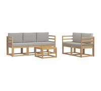 vidaXL Conjunto de sofás de Exterior 6 pcs Blanco y Gris Claro, Sofá Exterior de jardín, Mueble Modular Moderno, Lounge en Patio, Conjunto para Relajarse en terraza