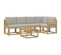 vidaXL Conjunto de sofás de Exterior 6 pcs Blanco y Gris Claro, Sofá Seccional Exterior, Conjunto Lounge Moderno, Mobiliario Duradero, Asientos Comfy para Tu Terraza