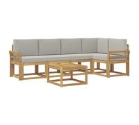 vidaXL Conjunto de sofás de Exterior 6 pcs Blanco y Gris Claro, Sofá Seccional Exterior, Conjunto Lounge Moderno, Mobiliario Duradero, Asientos Comfy para Tu Terraza