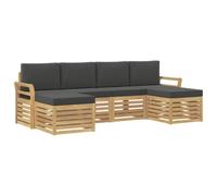 vidaXL Conjunto de sofás de exterior 6 uds. Blanco y Antracita