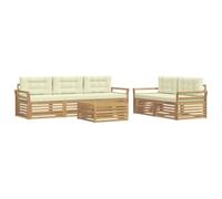 vidaXL Conjunto de sofás de exterior 6 uds. Blanco y Crema