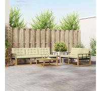 vidaXL Conjunto de sofás de exterior 6 uds. Blanco y Crema