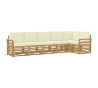 vidaXL Conjunto de sofás de Exterior 6 uds. Blanco y Crema Poliéster