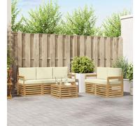 vidaXL Juego de sofás de exterior, 6 piezas, blanco y crema, de poliéster