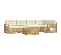 vidaXL Conjunto de sofás de Exterior 6 uds. Blanco y Crema Poliéster