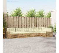 vidaXL Conjunto de sofás de exterior 6 uds. Blanco y Crema Poliéster