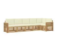 vidaXL Conjunto de sofás de Exterior 6 uds. Blanco y Crema Poliéster