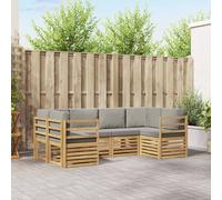 vidaXL Conjunto de sofás de exterior 6 uds. Blanco y Gris Claro