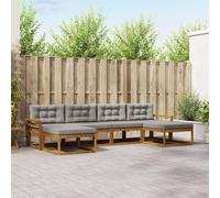 vidaXL Conjunto de sofás de exterior 6 uds. Gris Natural y Claro