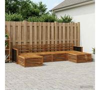 vidaXL Juego de sofás de exterior, 6 piezas, madera maciza de acacia natural
