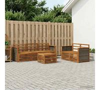 vidaXL Juego de sofás de exterior, 6 piezas, madera maciza de acacia natural