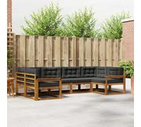vidaXL Conjunto de sofás de exterior 6 uds. Natural y Antracita