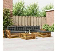 vidaXL Juego de sofás de exterior, 6 piezas, color natural y antracita