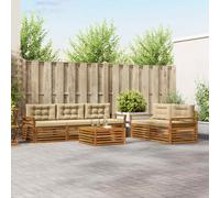 vidaXL Juego de sofás de exterior, 6 piezas, color natural y beige