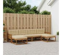 vidaXL Juego de sofás de exterior, 6 piezas, color natural y beige