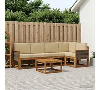 vidaXL Conjunto de sofás de exterior 6 uds. Natural y Beige