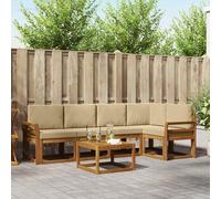 vidaXL Juego de sofás de exterior, 6 piezas, color natural y beige